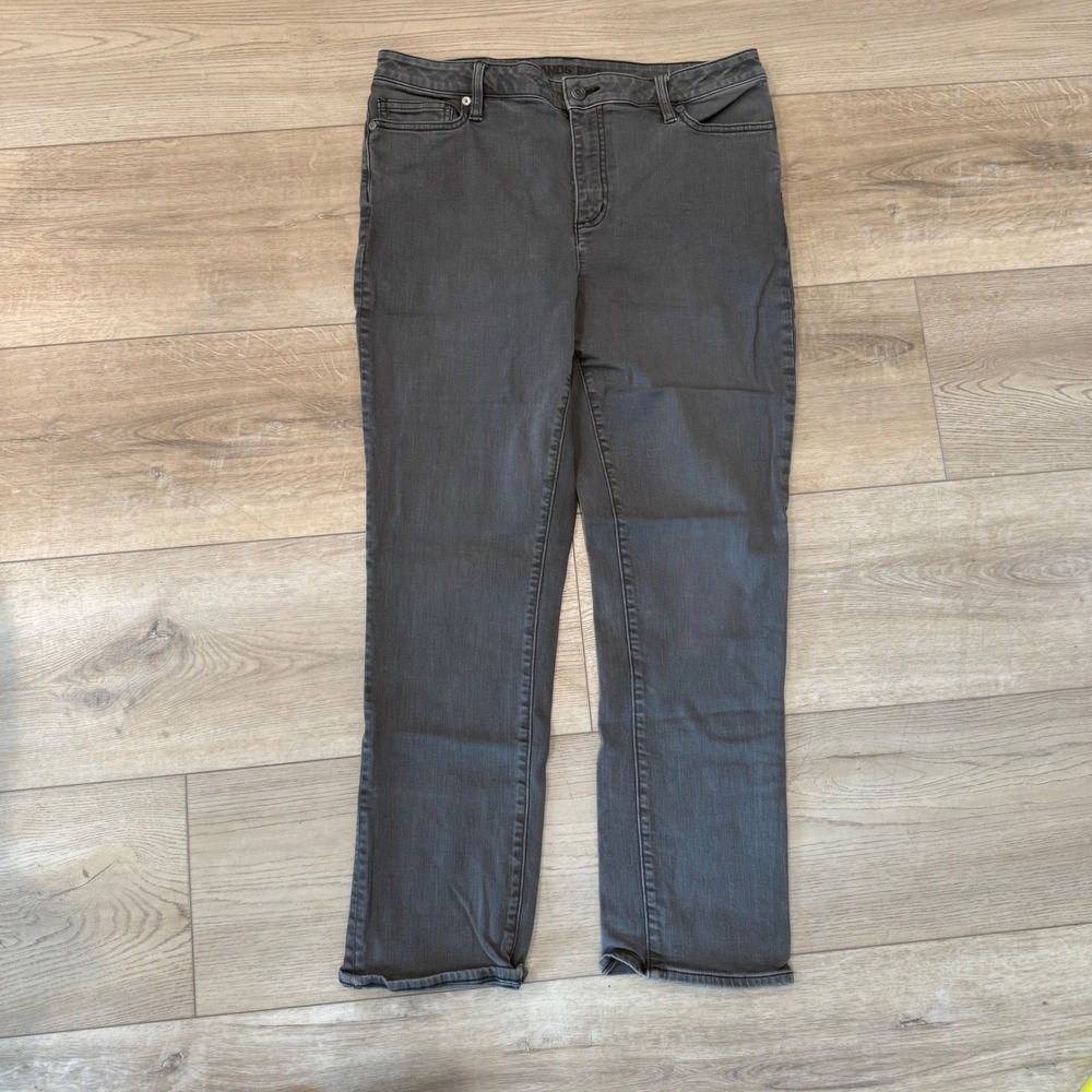 Lands End Mid Rise Straight Leg Jeans Gray Stretch Denim Women's 30/14 EUC